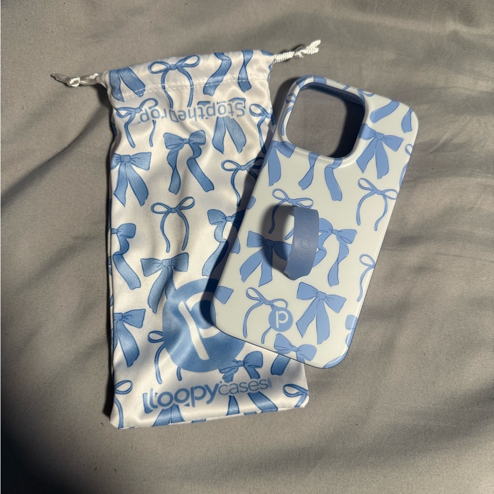 Loopy Case White and Blue Bow Phone Case